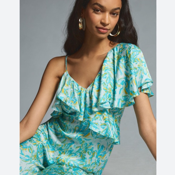 Brand New COREY LYNN CALTER SILKY RUFFLE WIDE-LEG JUMPSUIT - Picture 3 of 10